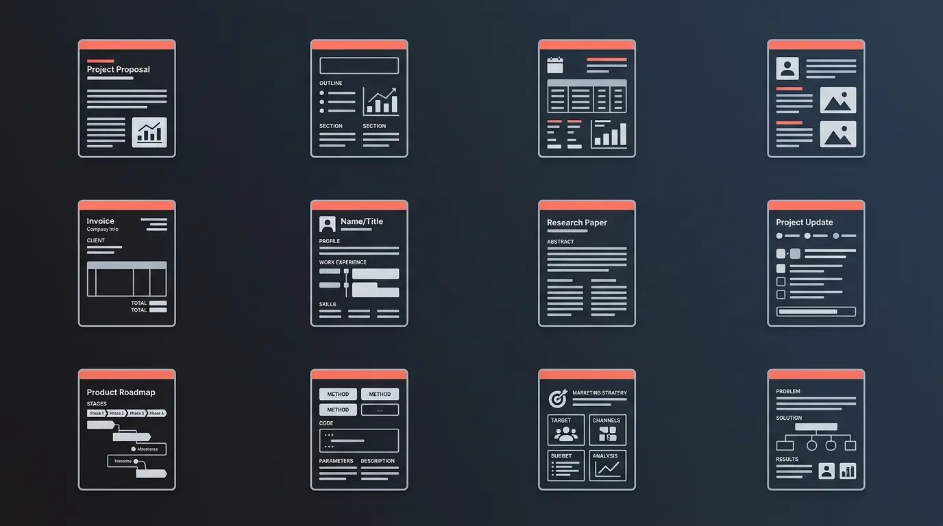 12 blog content templates arranged in a grid layout